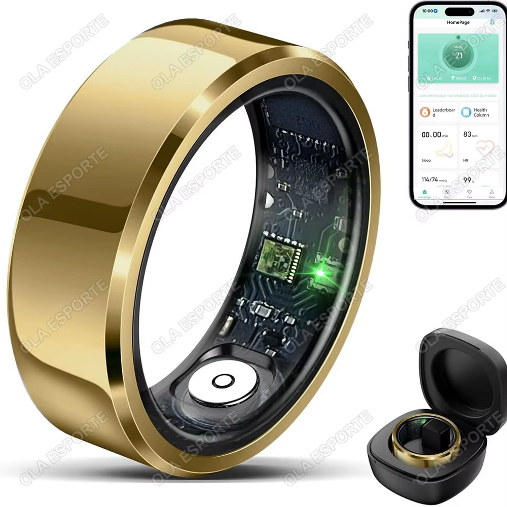 2025 Smart Ring Blood Pressure Heart Rate Sleep Monitoring Smartring IP68 & 5ATM Waterproof Multi-Sport Mode Smartring Man Women